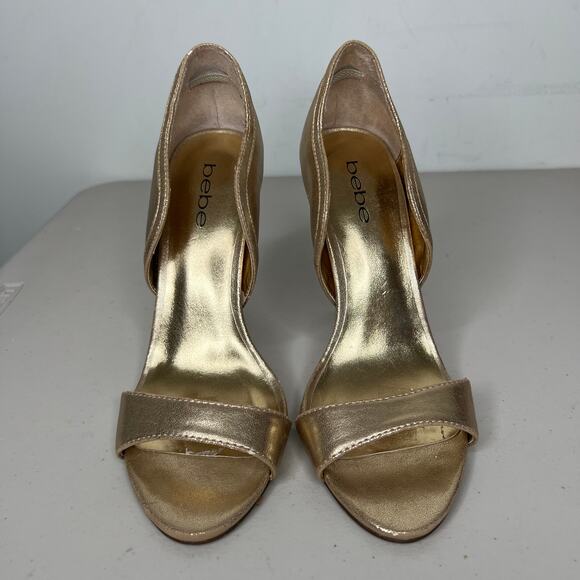 bebe Gold Open Toe D'orsay Pump Size 7 - Picture 2 of 8